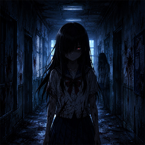 Horror anime with 2 horror looking characters