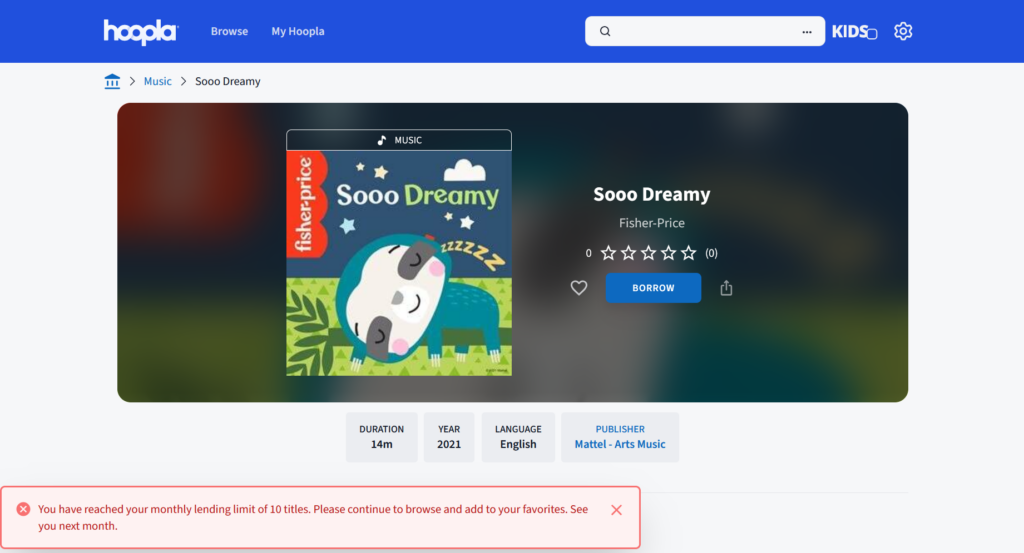 you have reached your monthly lending limit on hoopla