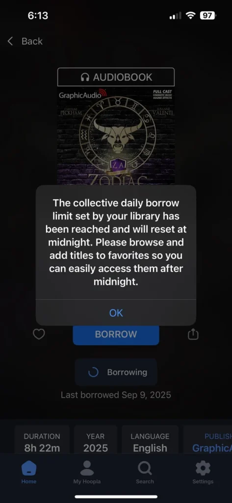 collective daily borrow limit on hoopla