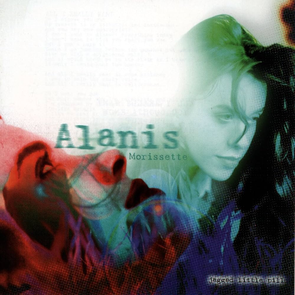 Alanis Morissette: Jagged Little Pill (1995) album cover. This powerful breakup album blends raw anger with vulnerability, but arcs into a redemption of personal growth. Listen to it for free on Hoopla with your library card!