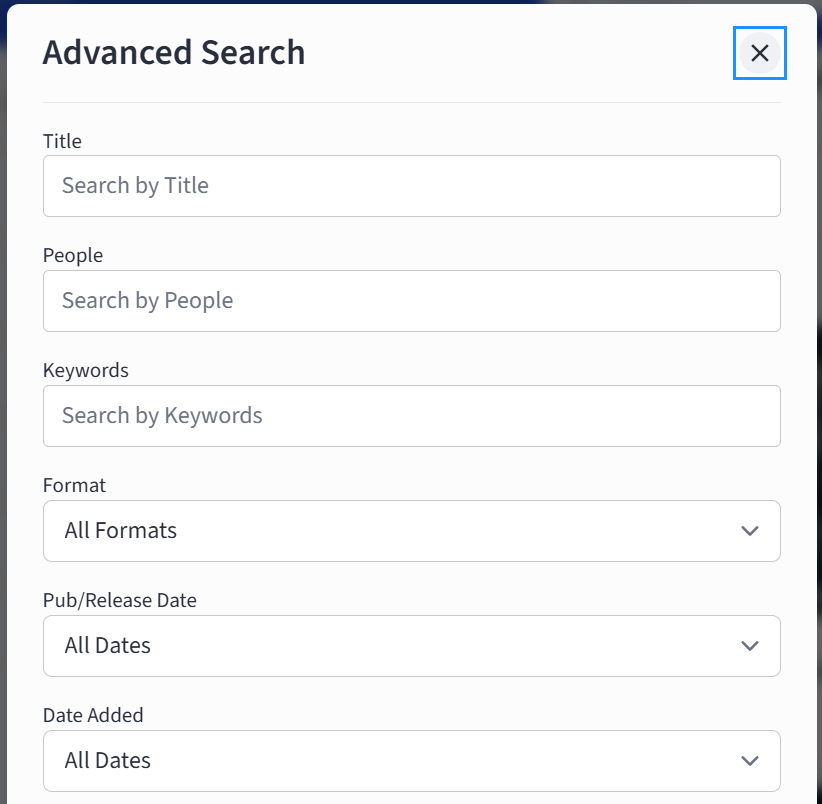Advanced Search section 1 on Hoopla