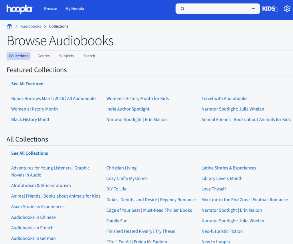 Collections on Hoopla