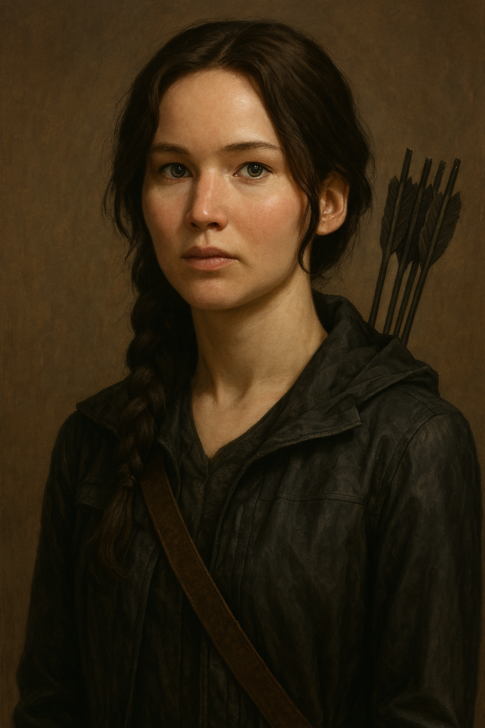 portrait of Katniss Everdeen with arrows on her back