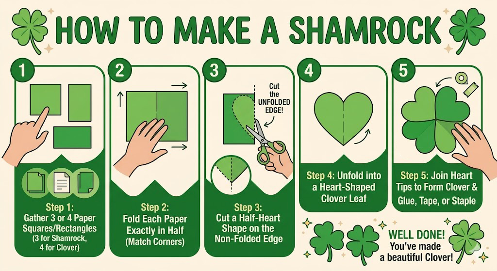 Learn how to make a shamrock craft with these simple steps on Hoopla. All for free and great for kids!