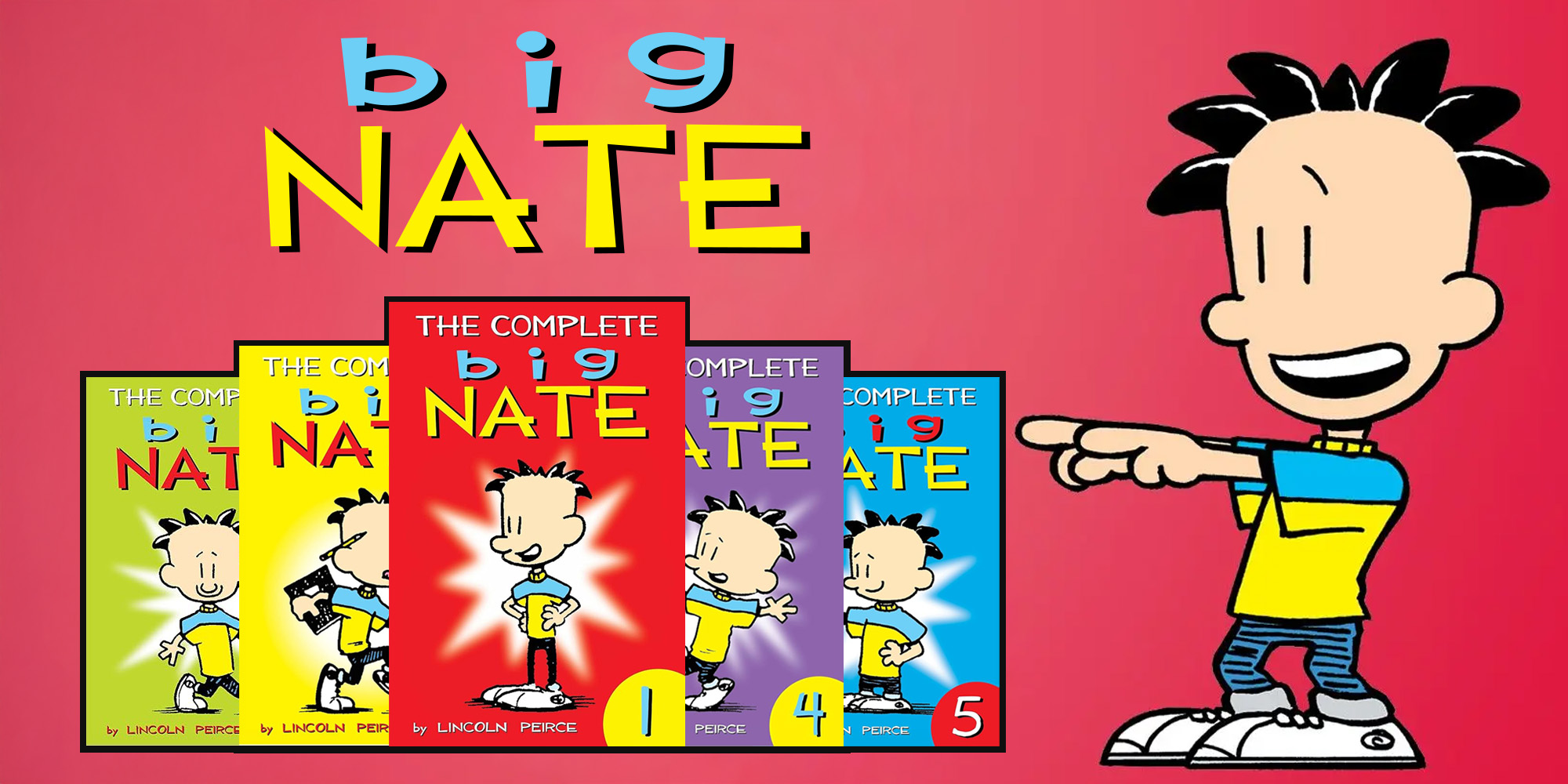 Big Nate header graphic show casing some of the Big Nate titles and cover art