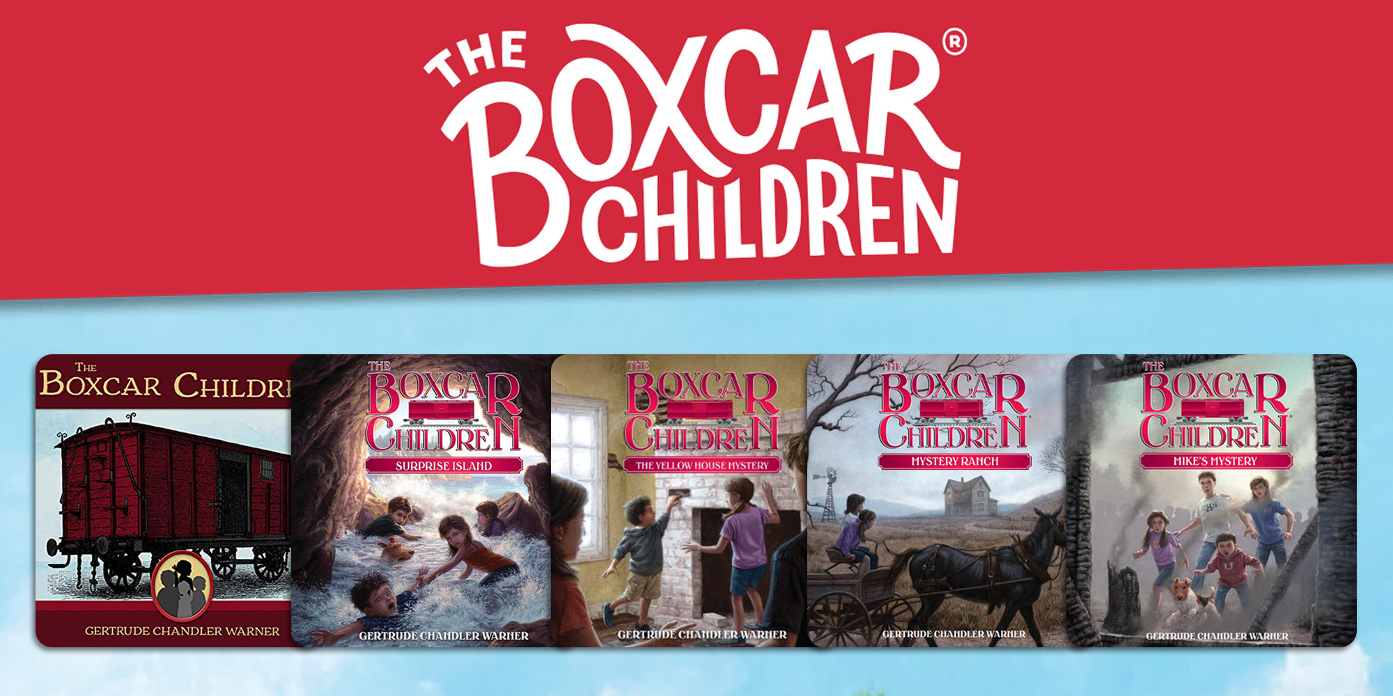 Boxcar Children audiobook cover art and logo