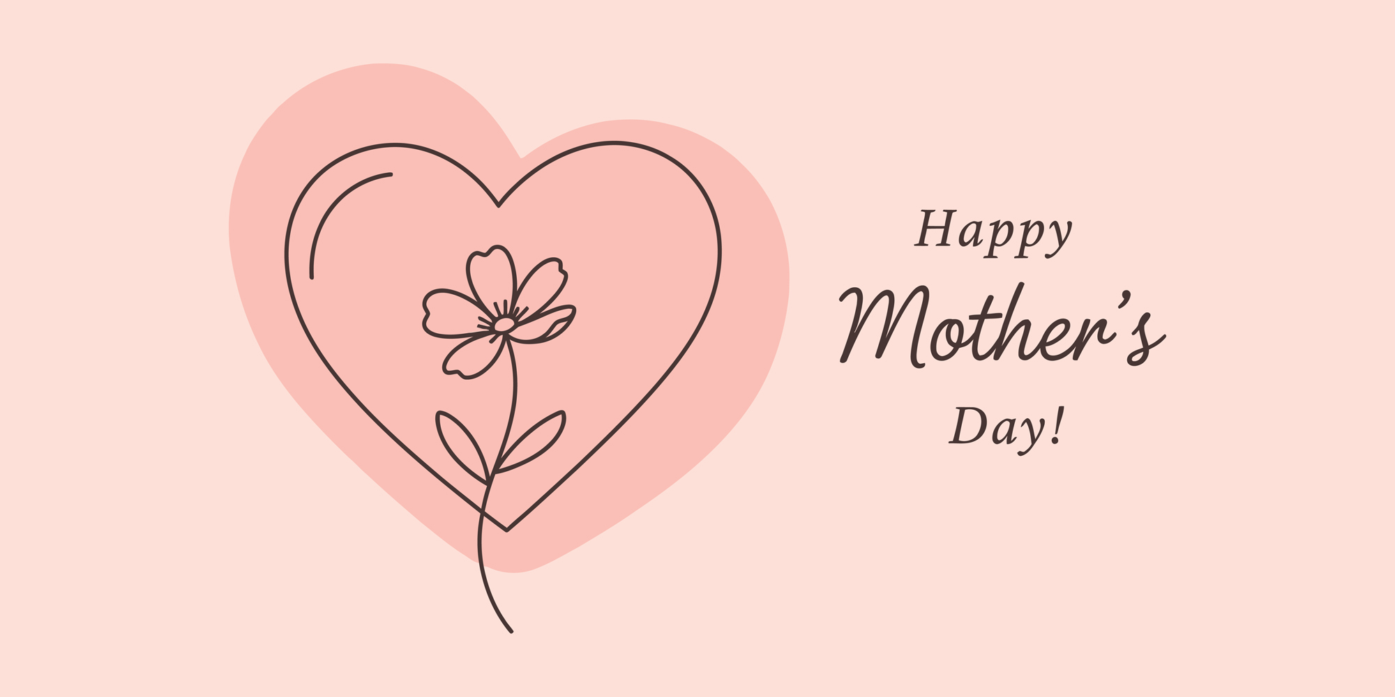 Happy Mother's Day with a pink heart within a heart and a flower within those