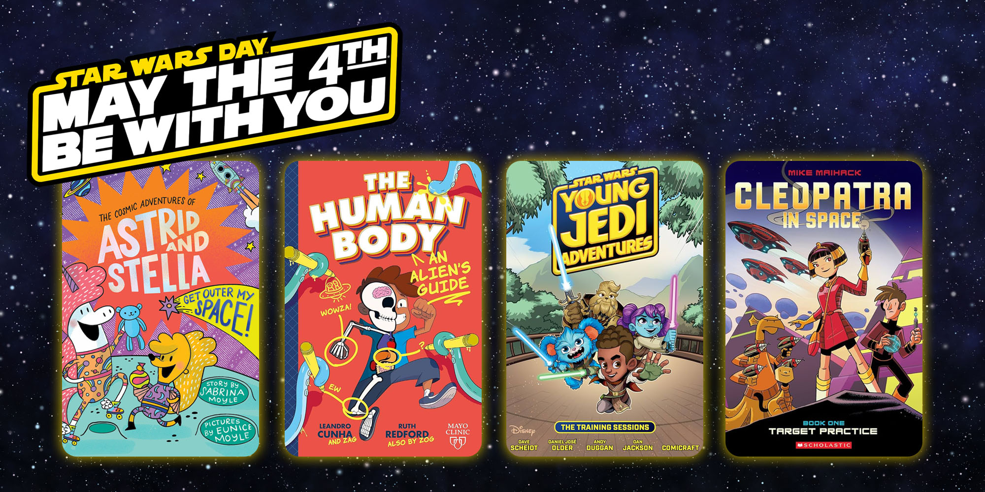 May The 4th Space Bingo with comic cover arts on a space background