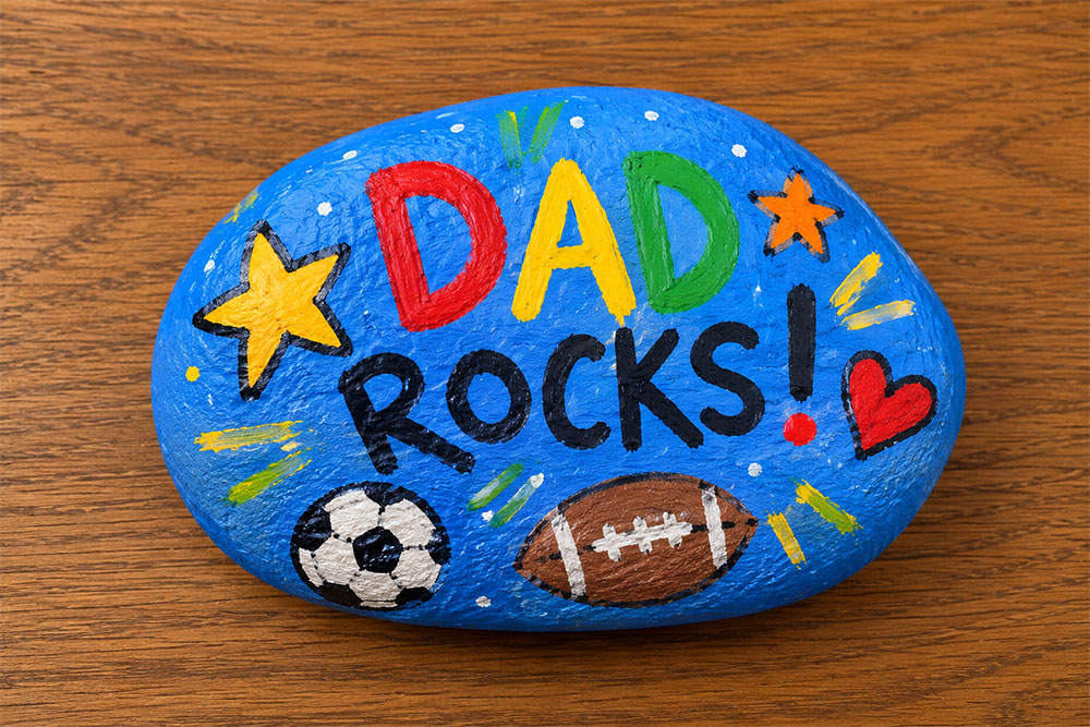 "Dad Rocks" Painted Keepsake on a rock for Dad on father's day