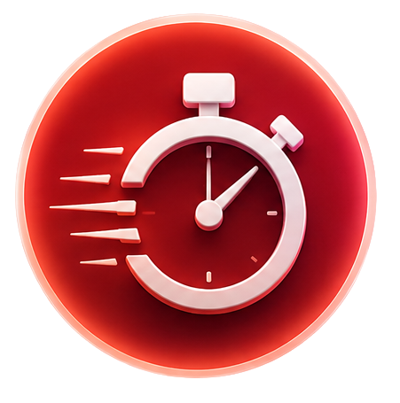 Icon of a stopwatch moving fast