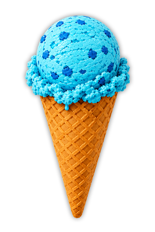 Blue Raspberry ice cream on a cone
