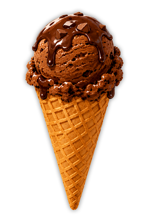 Chocolate ice cream on a cone