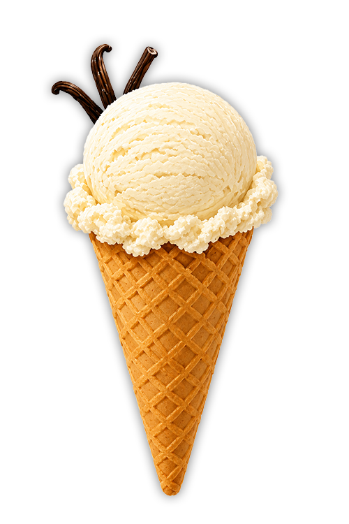 Vanilla ice cream on a cone